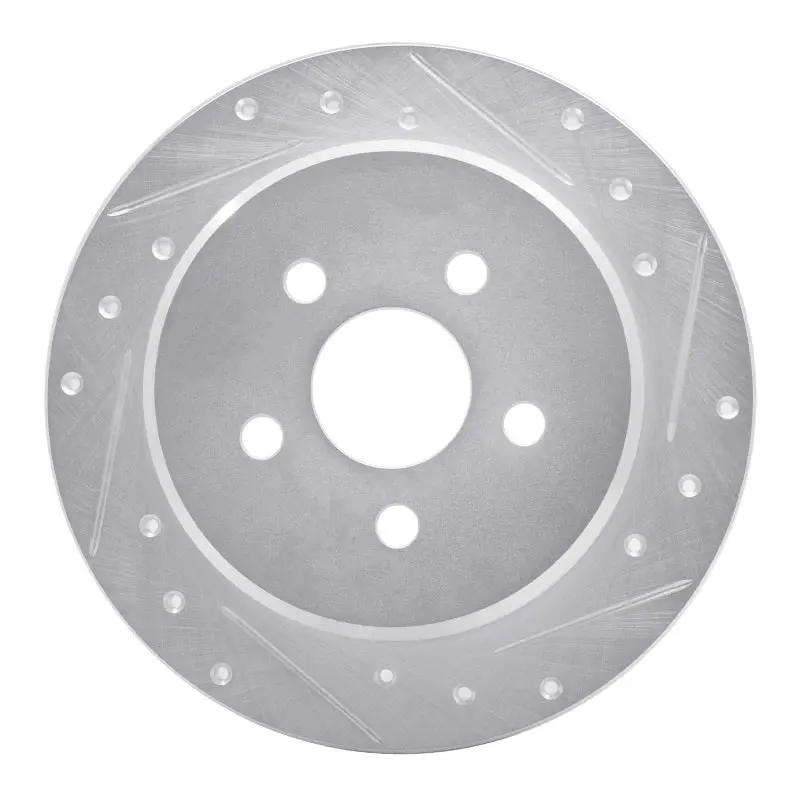 R1 03-10 Chrysler Pt Cruiser Rear Right Drilled & Slotted Silver Brake Rotor 1