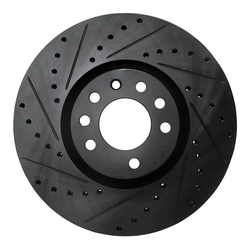 R1 03-11 Cadillac Bls (Mexico) Front Left Drilled & Slotted Black Brake Rotor 1