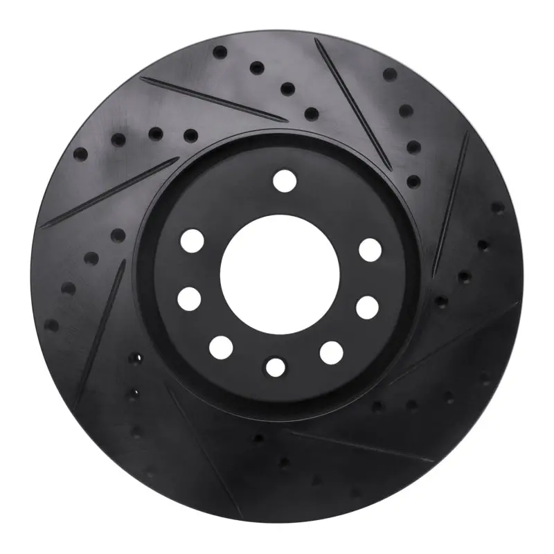 R1 03-11 Cadillac Bls (Mexico) Front Right Drilled & Slotted Black Brake Rotor 1