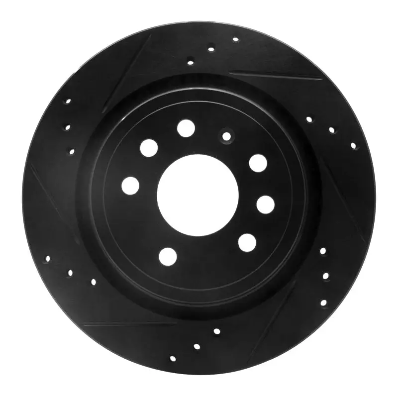 R1 03-11 Cadillac Bls (Mexico) Rear Left Drilled & Slotted Black Brake Rotor 1