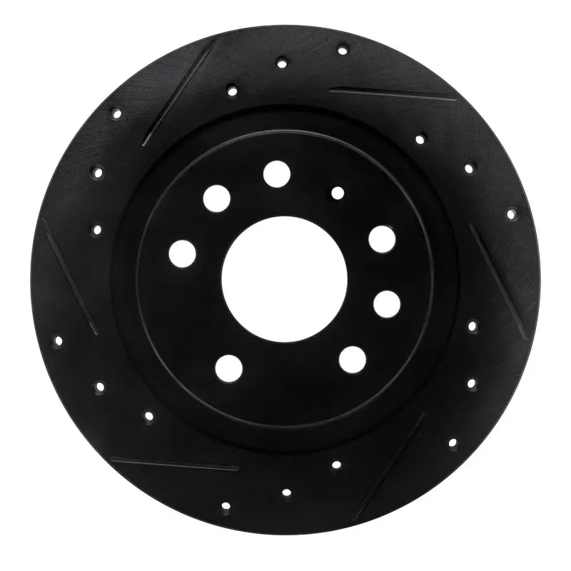R1 03-11 Cadillac Bls (Mexico) Rear Left Drilled & Slotted Black Brake Rotor 1