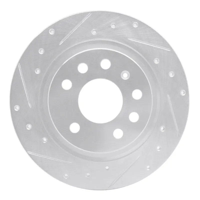 R1 03-11 Cadillac Bls (Mexico) Rear Left Drilled & Slotted Silver Brake Rotor 1