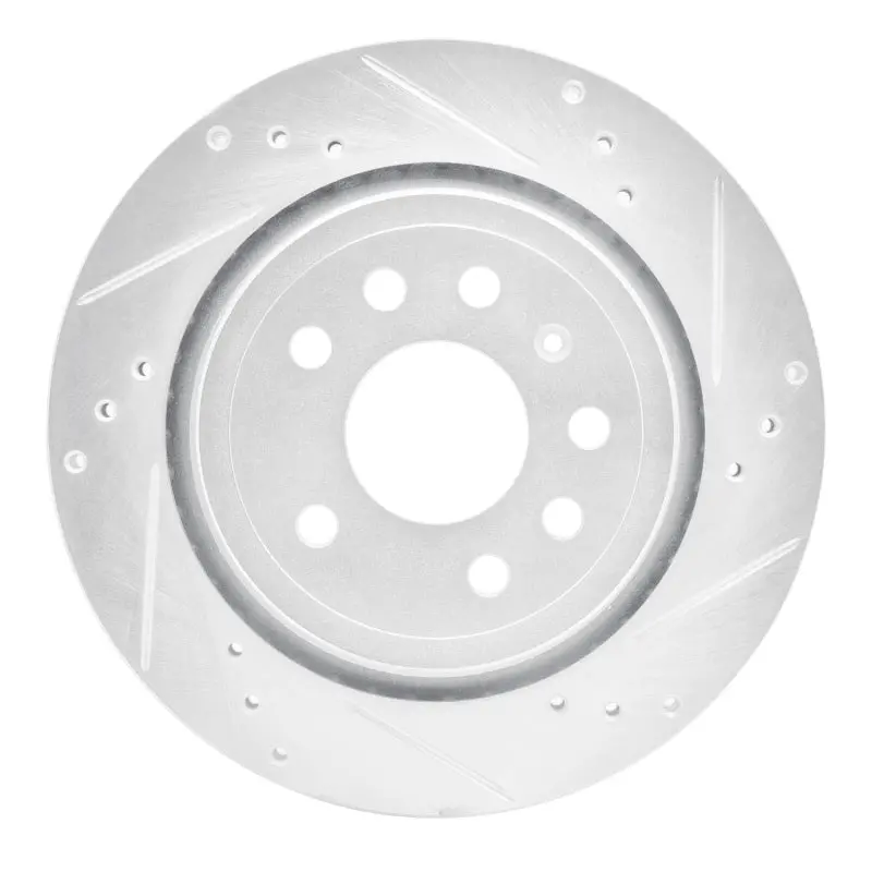 R1 03-11 Cadillac Bls (Mexico) Rear Right Drilled & Slotted Silver Brake Rotor 1