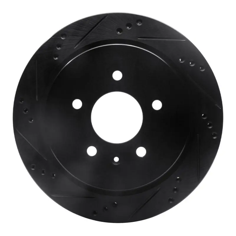 R1 03-11 Cadillac Cts Rear Left Drilled & Slotted Black Brake Rotor 1