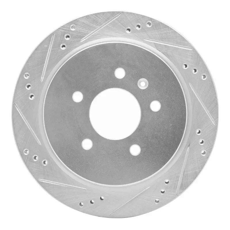 R1 03-11 Cadillac Cts Rear Left Drilled & Slotted Silver Brake Rotor 1