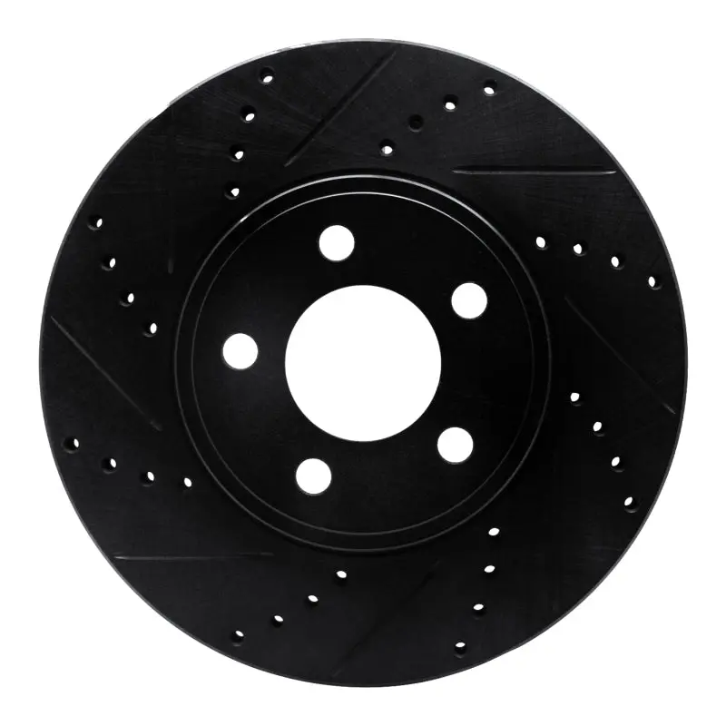 R1 03-11 Ford Crown Victoria Front Left Drilled & Slotted Black Brake Rotor 1