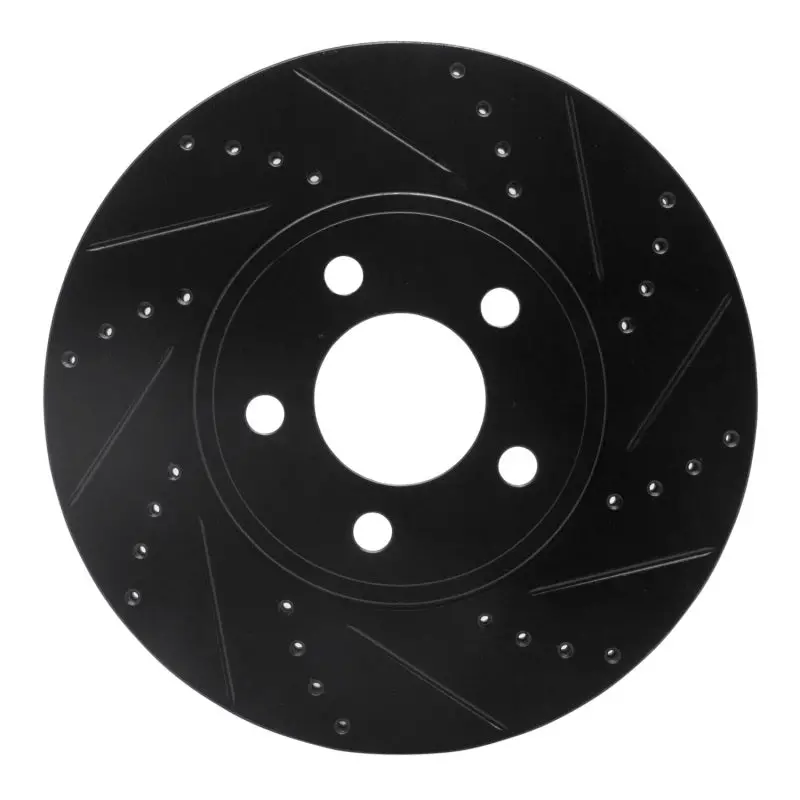 R1 03-11 Ford Crown Victoria Front Right Drilled & Slotted Black Brake Rotor 1