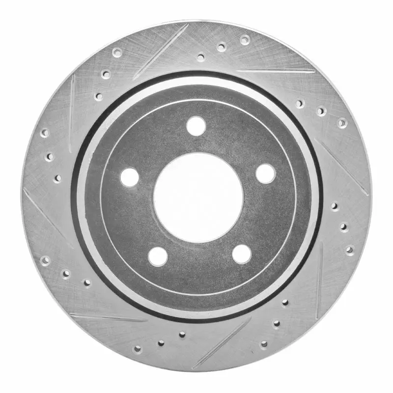 R1 03-11 Ford Crown Victoria Rear Left Drilled & Slotted Silver Brake Rotor 1