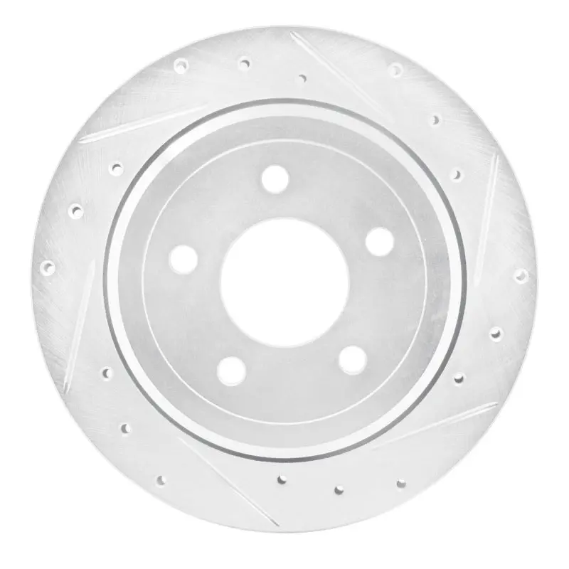 R1 03-11 Ford Crown Victoria Rear Right Drilled & Slotted Silver Brake Rotor 1