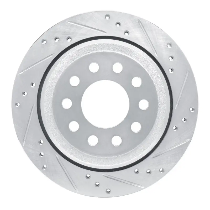 R1 03-11 Lincoln Town Car Rear Right Drilled & Slotted Silver Brake Rotor 1