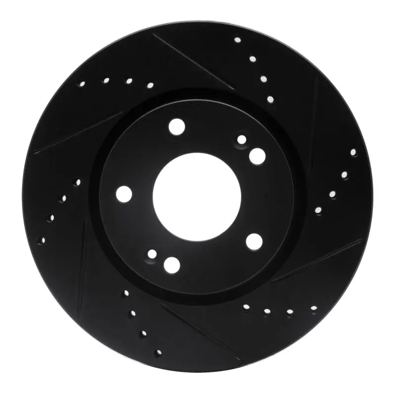 R1 03-13 Hyundai Elantra Front Right Drilled & Slotted Black Brake Rotor 1