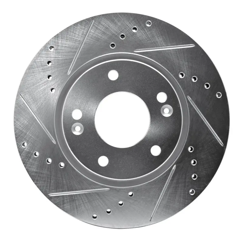 R1 03-13 Hyundai Sonata Front Left Drilled & Slotted Silver Brake Rotor 1