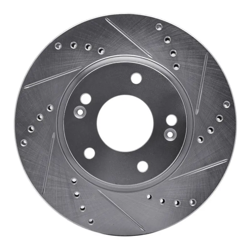 R1 03-13 Hyundai Sonata Front Right Drilled & Slotted Silver Brake Rotor 1