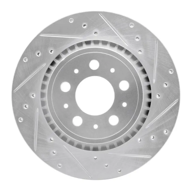 R1 03-14 Volvo Xc90 Rear Right Drilled & Slotted Silver Brake Rotor 1