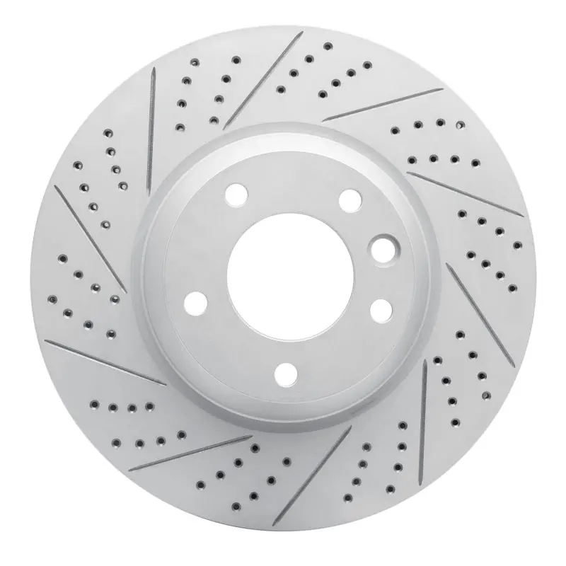 R1 03-15 Audi Q7 Left Front Drilled & Slotted Geo-Carbon Rotor 1