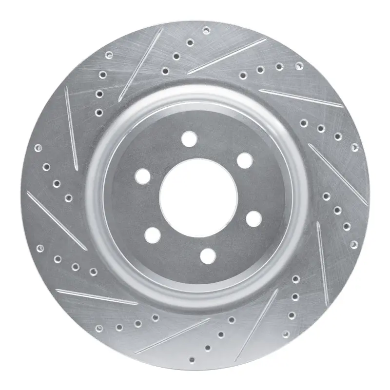R1 03-17 Dodge Viper Front Left Drilled & Slotted Silver Brake Rotor 1