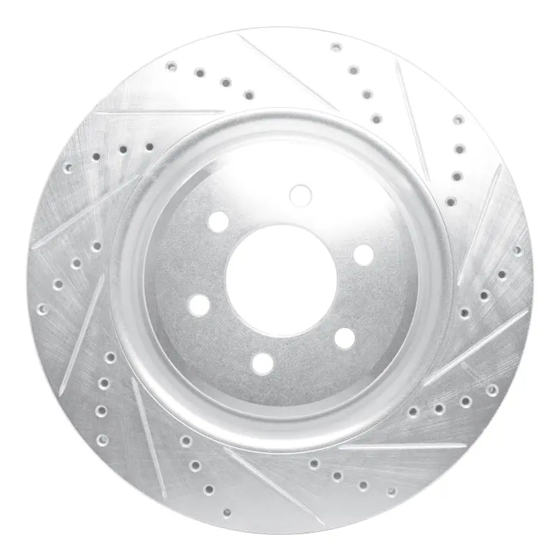 R1 03-17 Dodge Viper Front Right Drilled & Slotted Silver Brake Rotor 1
