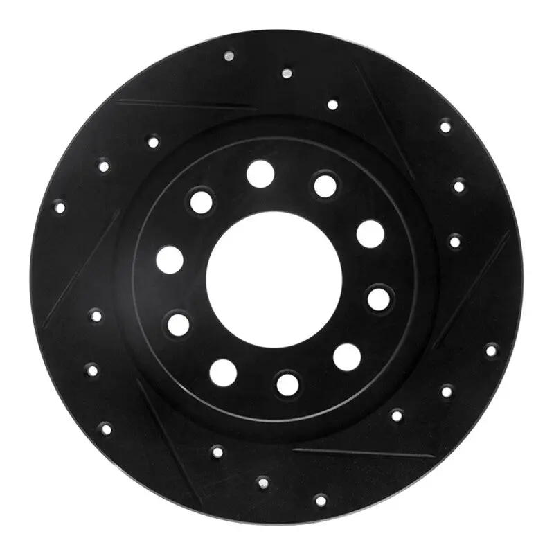 R1 03-17 Dodge Viper Rear Right Drilled & Slotted Black Brake Rotor 1