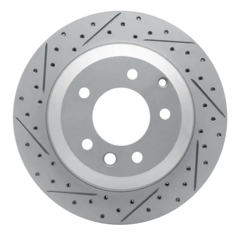 R1 03-18 Audi Q7 Rear Left Drilled & Slotted Geo-Carbon Rotor 1