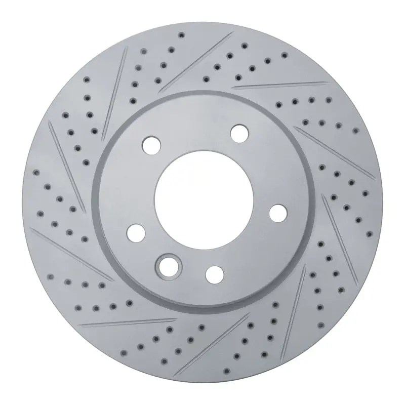 R1 03-18 Porsche Cayenne Left Front Drilled & Slotted Geo-Carbon Rotor 1