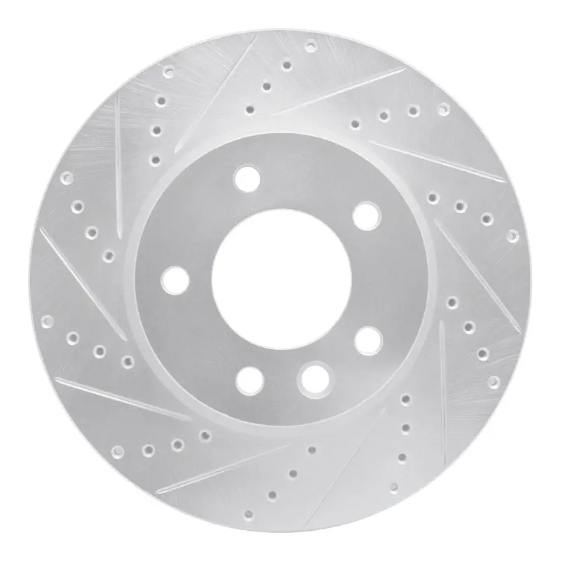 R1 03-18 Porsche Cayenne Left Front Drilled & Slotted Silver Brake Rotor 1