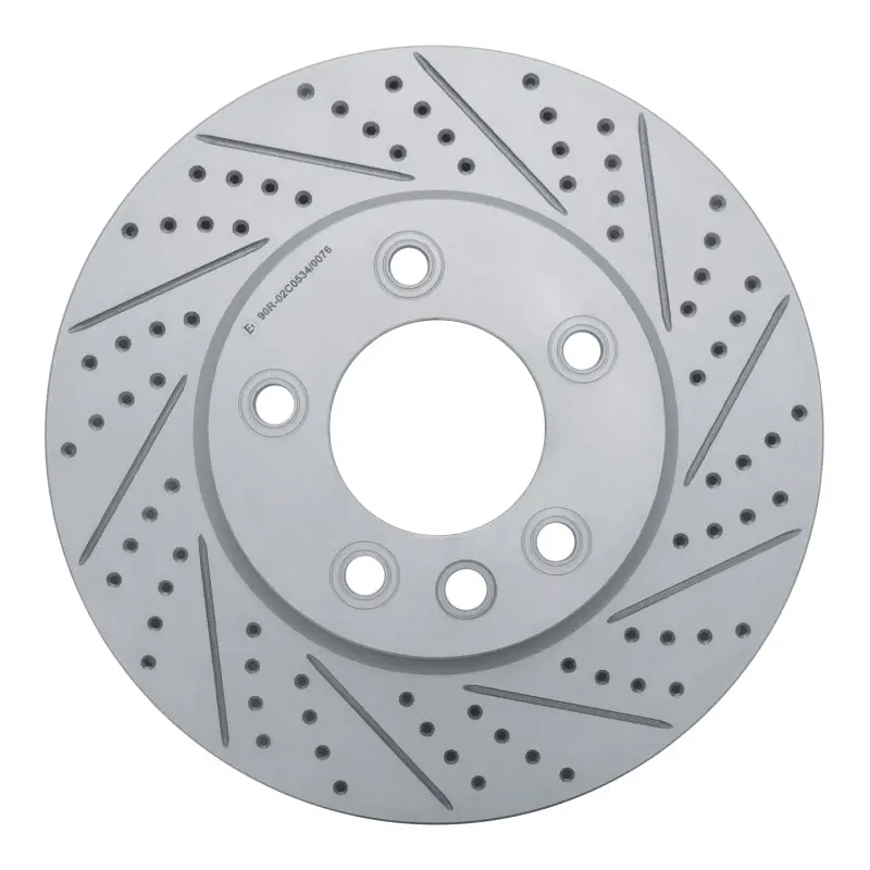 R1 03-18 Porsche Cayenne Right Front Drilled & Slotted Geo-Carbon Rotor 1