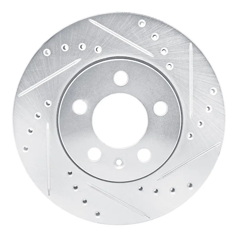 R1 03-18 Volkswagen Polo (Mexico) Front Right Drilled & Slotted Silver Brake Rotor 1
