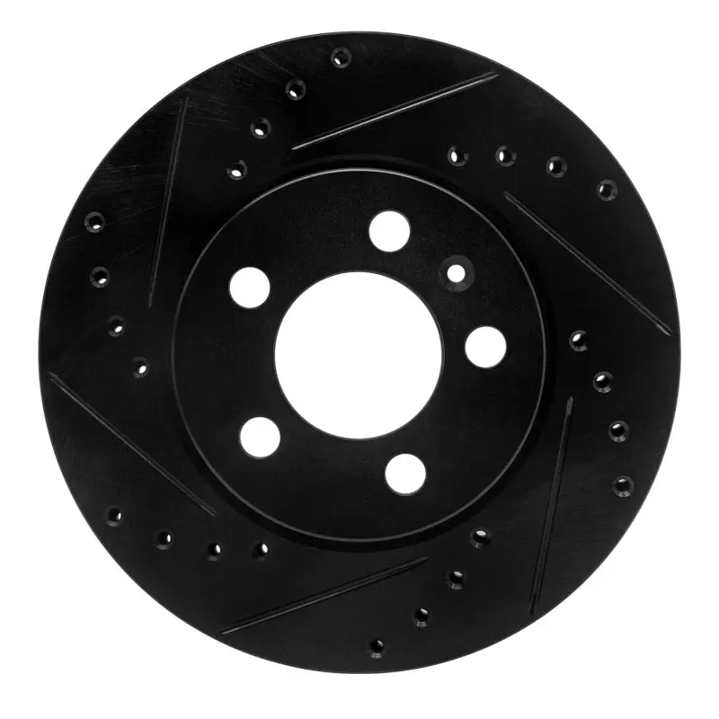 R1 03-18 Volkswagen Vento (Mexico) Front Left Drilled & Slotted Black Brake Rotor 1
