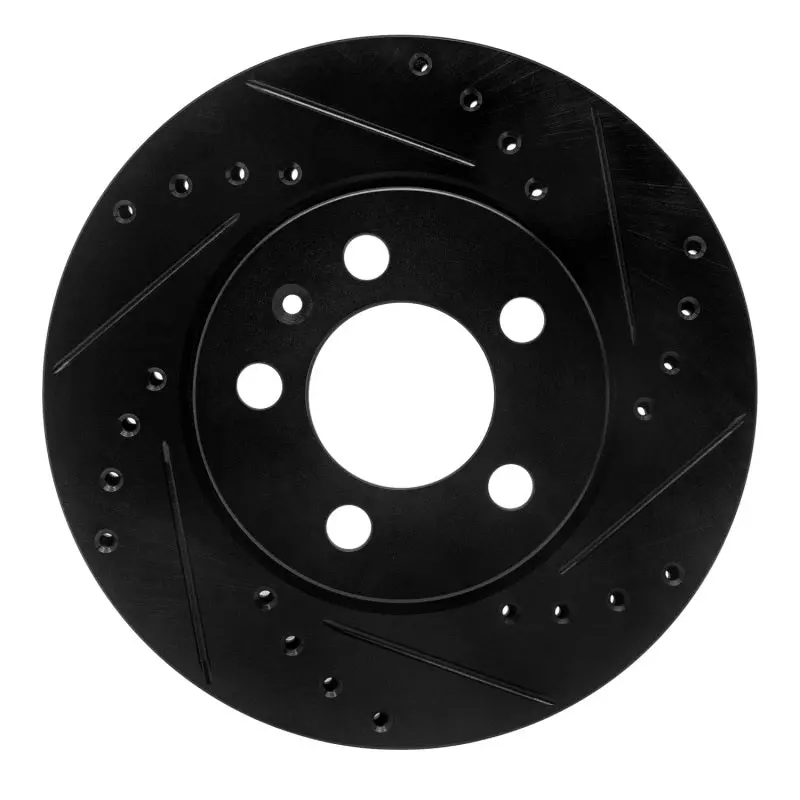 R1 03-18 Volkswagen Vento (Mexico) Front Right Drilled & Slotted Black Brake Rotor 1
