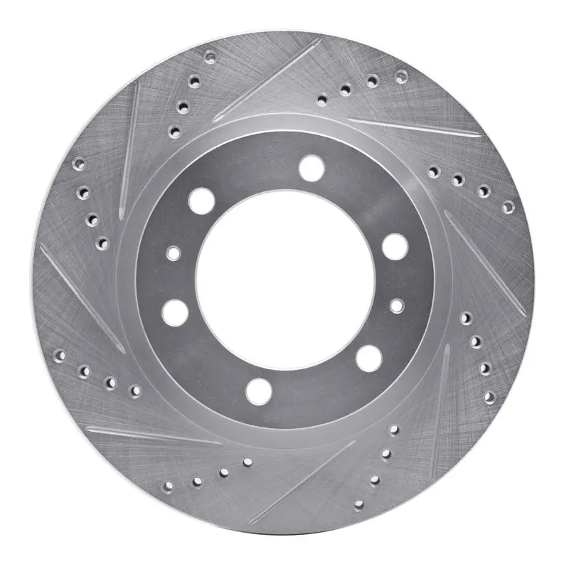 R1 03-23 Toyota Fj Cruiser Front Left Drilled & Slotted Silver Brake Rotor 1
