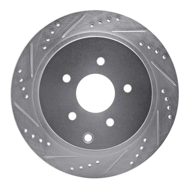R1 03-24 Infiniti Fx45 Rear Left Drilled & Slotted Silver Brake Rotor 1