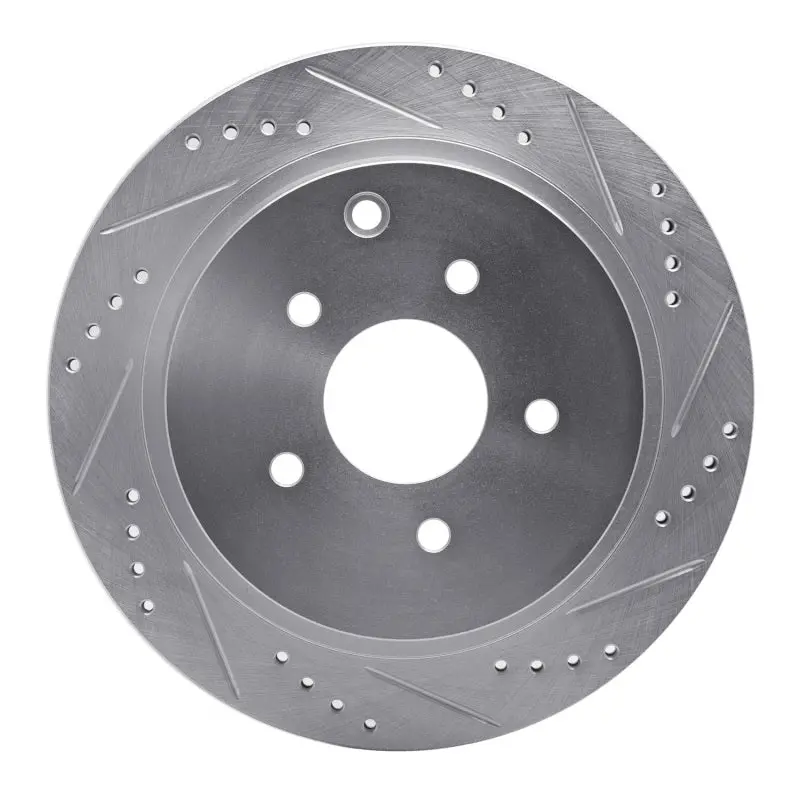 R1 03-24 Infiniti Fx45 Rear Right Drilled & Slotted Silver Brake Rotor 1