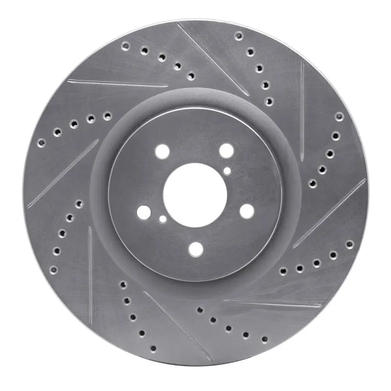 R1 03-25 Subaru Brz Front Right Drilled & Slotted Silver Brake Rotor 1
