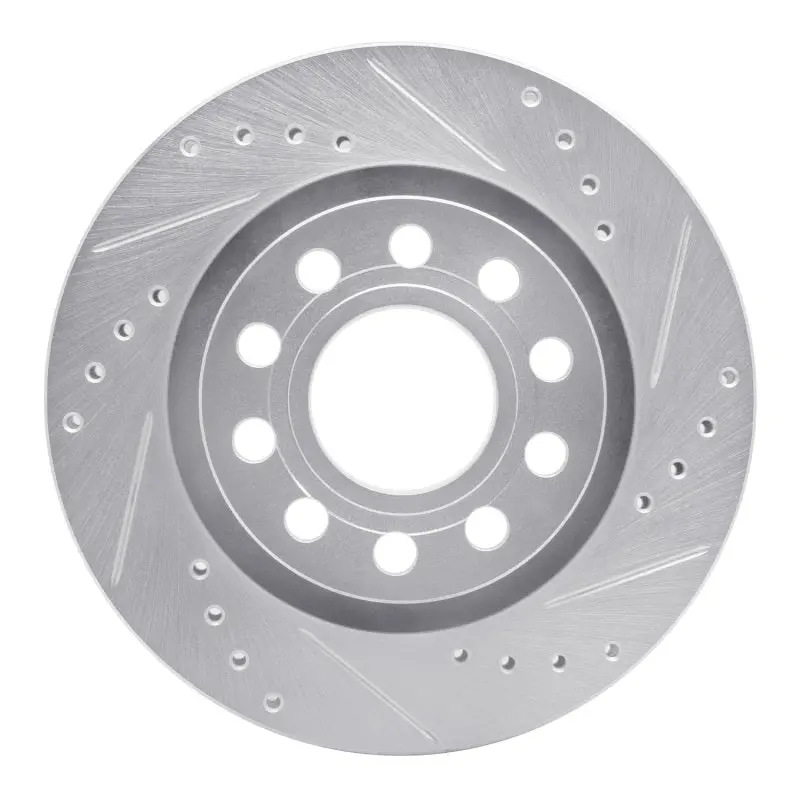 R1 04-05 Audi Allroad Rear Right Drilled & Slotted Silver Brake Rotor 1