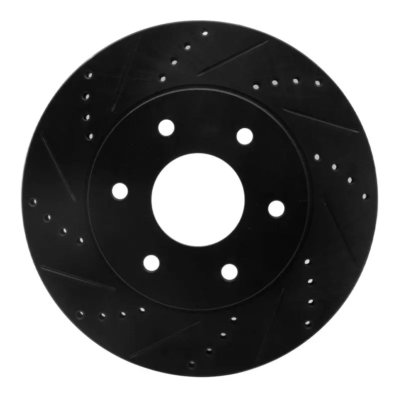 R1 04-05 Infiniti Qx56 Front Left Drilled & Slotted Black Brake Rotor 1