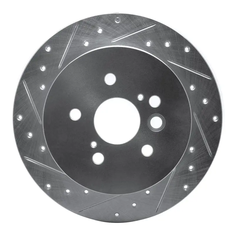 R1 04-05 Toyota Rav4 Rear Left Drilled & Slotted Silver Brake Rotor 1
