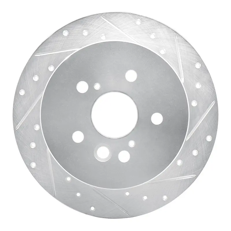 R1 04-05 Toyota Rav4 Rear Right Drilled & Slotted Silver Brake Rotor 1