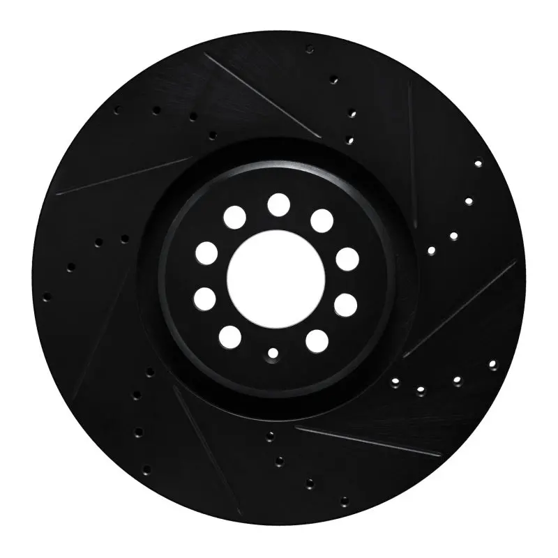 R1 04-06 Audi Tt Quattro Right Front Drilled & Slotted Black Brake Rotor 1
