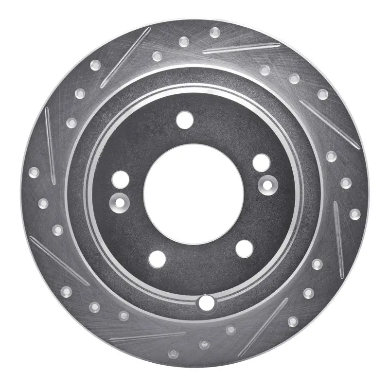 R1 04-06 Kia Amanti Rear Left Drilled & Slotted Silver Brake Rotor 1