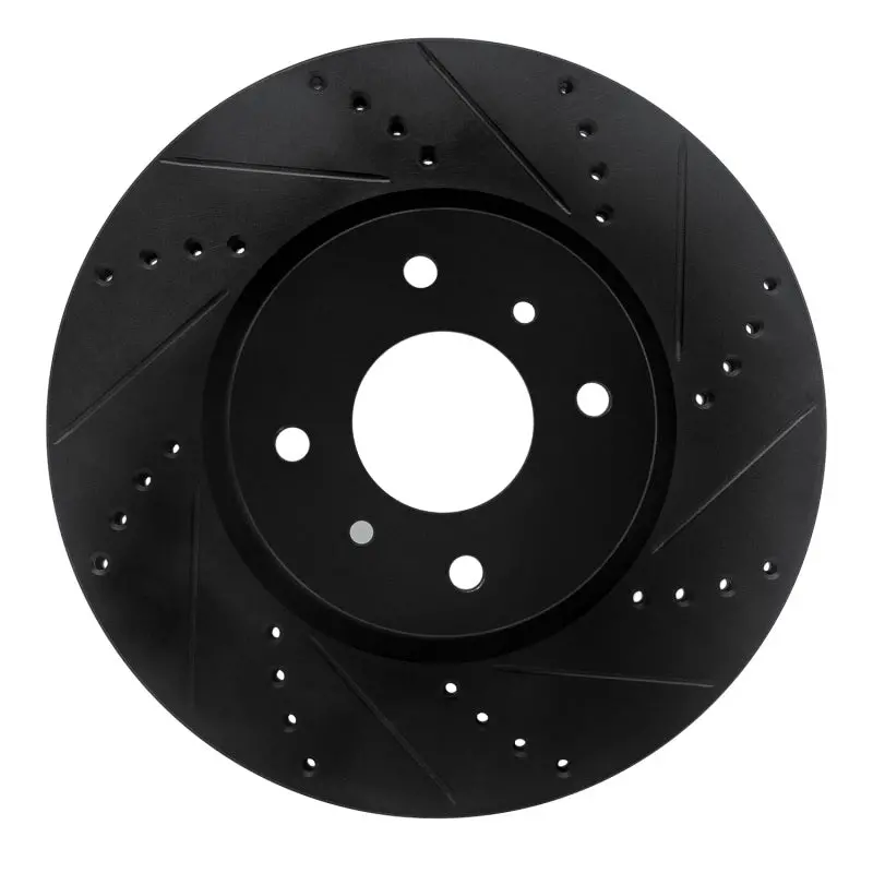 R1 04-06 Nissan Sentra Front Right Drilled & Slotted Black Brake Rotor 1