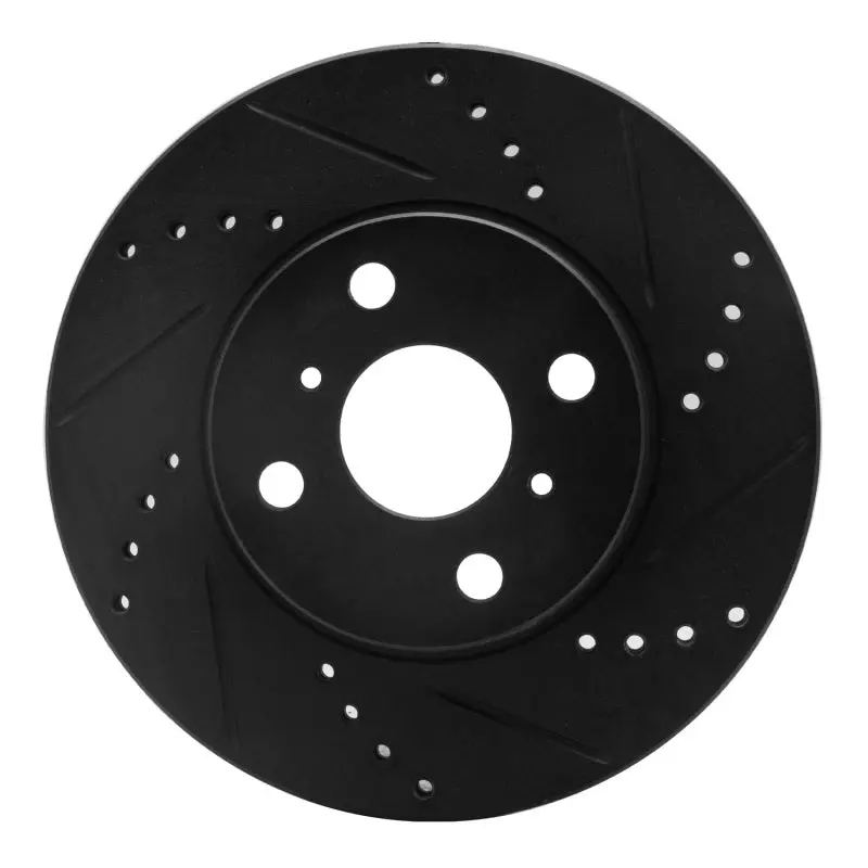 R1 04-06 Scion Xb Front Right Drilled & Slotted Black Brake Rotor 1