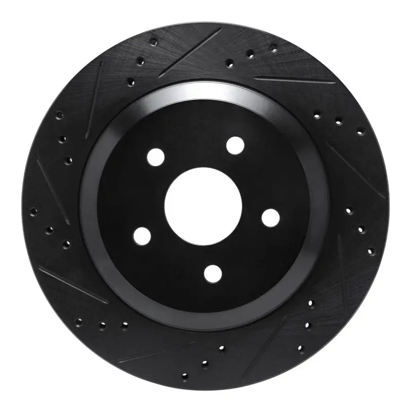 R1 04-07 Ford Freestar Rear Left Drilled & Slotted Black Brake Rotor 1