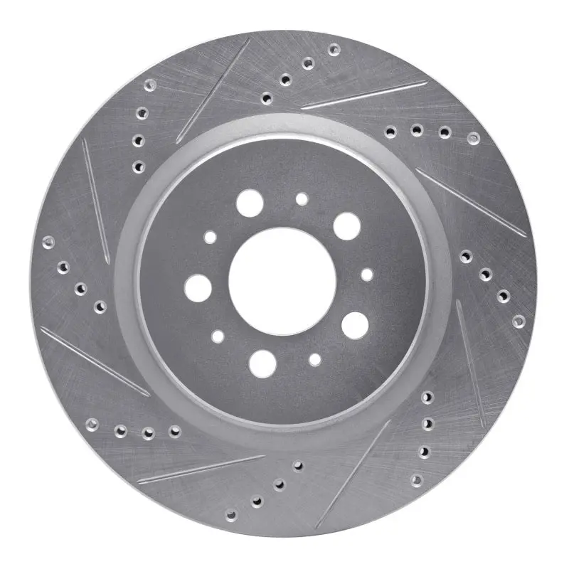R1 04-07 Volvo S60 Rear Left Drilled & Slotted Silver Brake Rotor 1