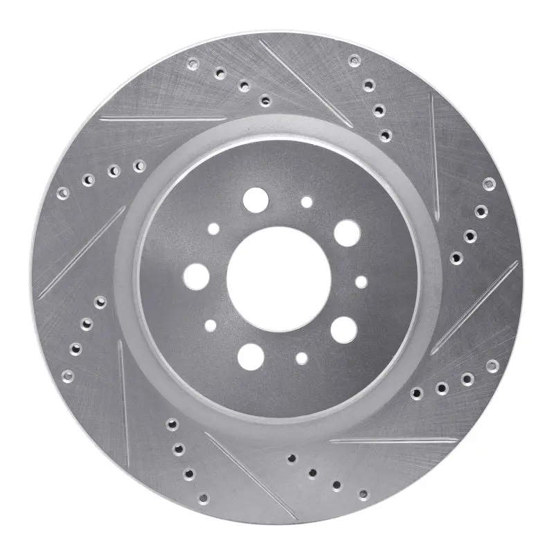 R1 04-07 Volvo S60 Rear Right Drilled & Slotted Silver Brake Rotor 1