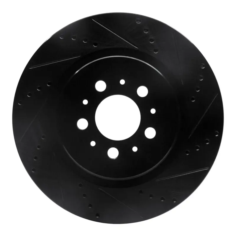 R1 04-07 Volvo V70 Rear Right Drilled & Slotted Black Brake Rotor 1