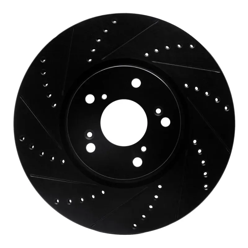 R1 04-08 Acura Tl Front Left Drilled & Slotted Black Brake Rotor 1