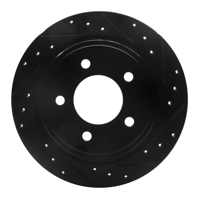 R1 04-08 Chrysler Pacifica Rear Right Drilled & Slotted Black Brake Rotor 1