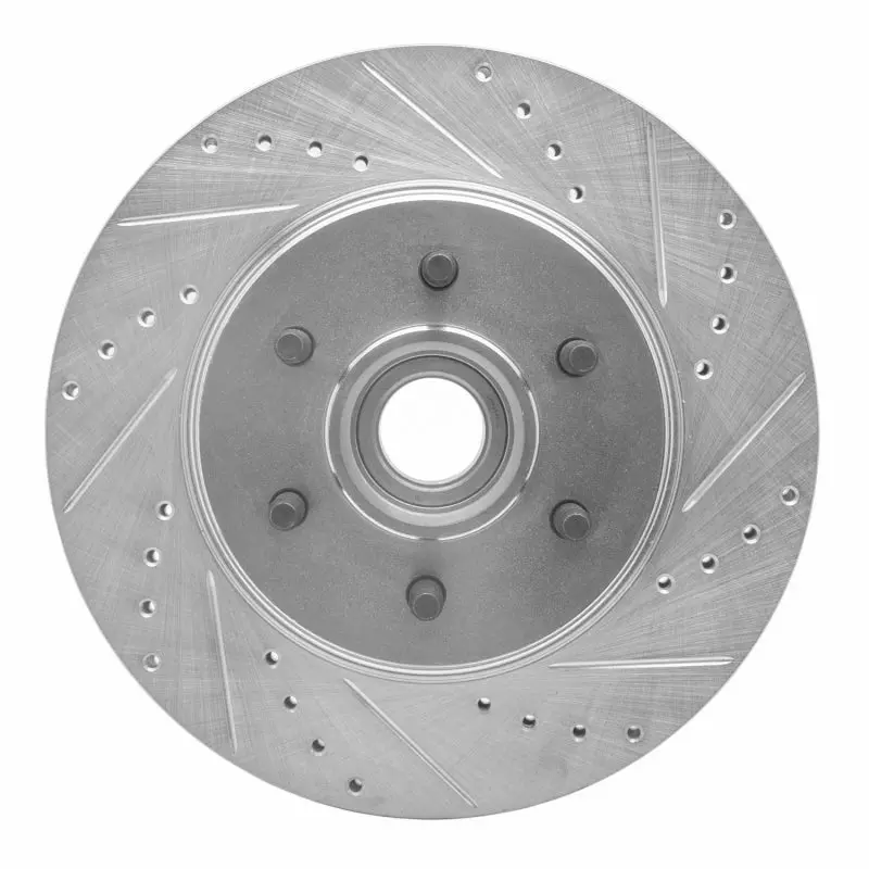 R1 04-08 Ford F-150 Rwd Front Right Drilled & Slotted Silver Brake Rotor 1