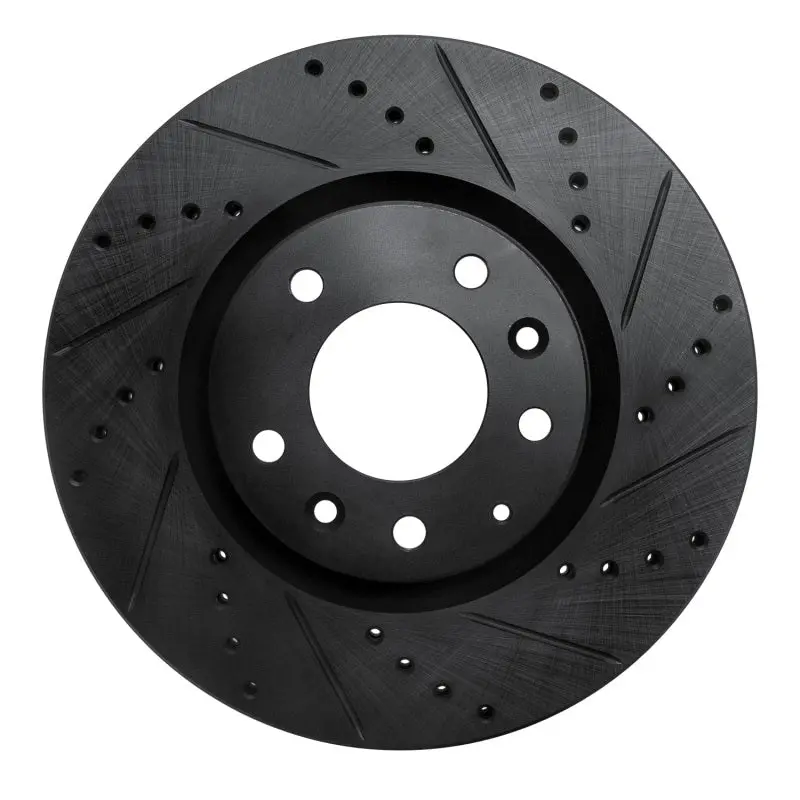 R1 04-08 Mazda Rx-8 Front Right Drilled & Slotted Black Brake Rotor 1
