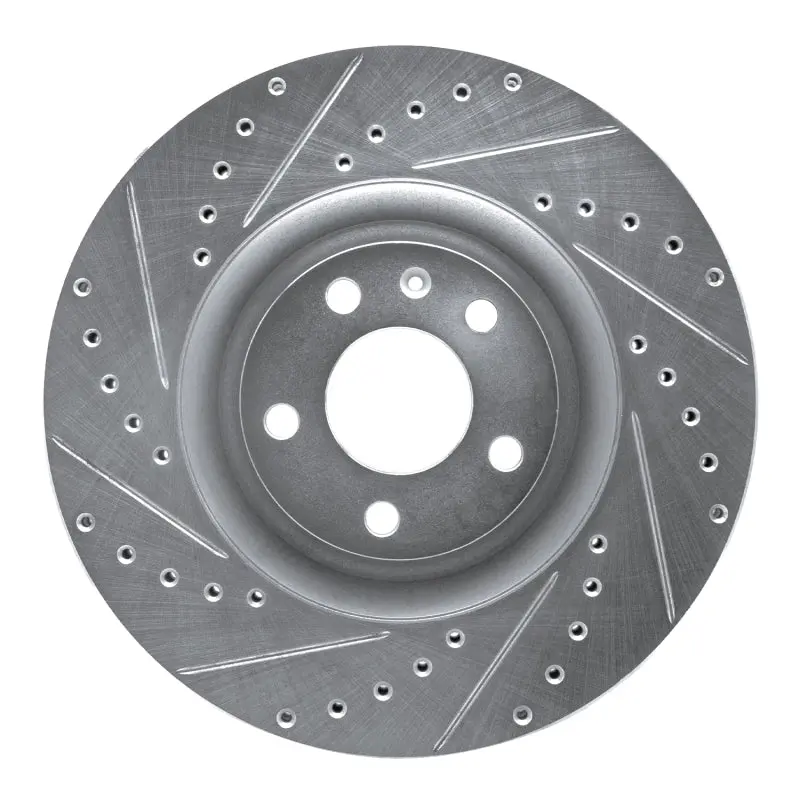 R1 04-09 Audi S4 Front Left Drilled & Slotted Silver Brake Rotor 1